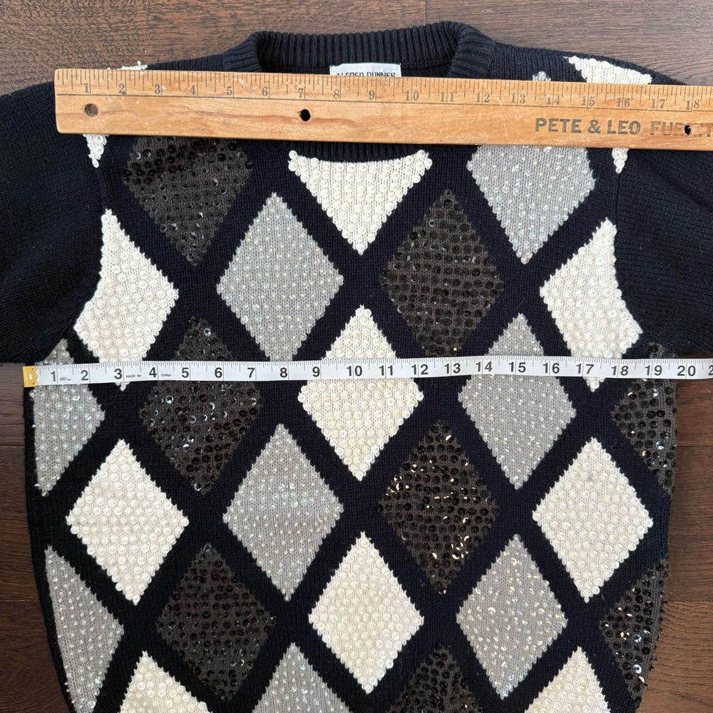 Vintage Alfred Dunner‎ Petite M Sweater Beaded Party Ugly Grandma Sequin Knit - Picture 5 of 6